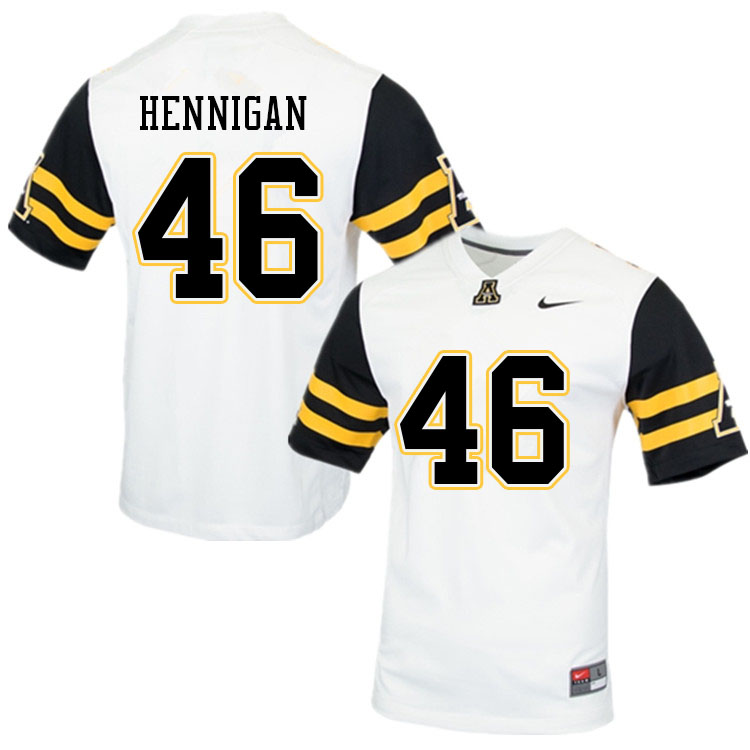 Men #46 Peter Hennigan Appalachian State Mountaineers College Football Jerseys Sale-White